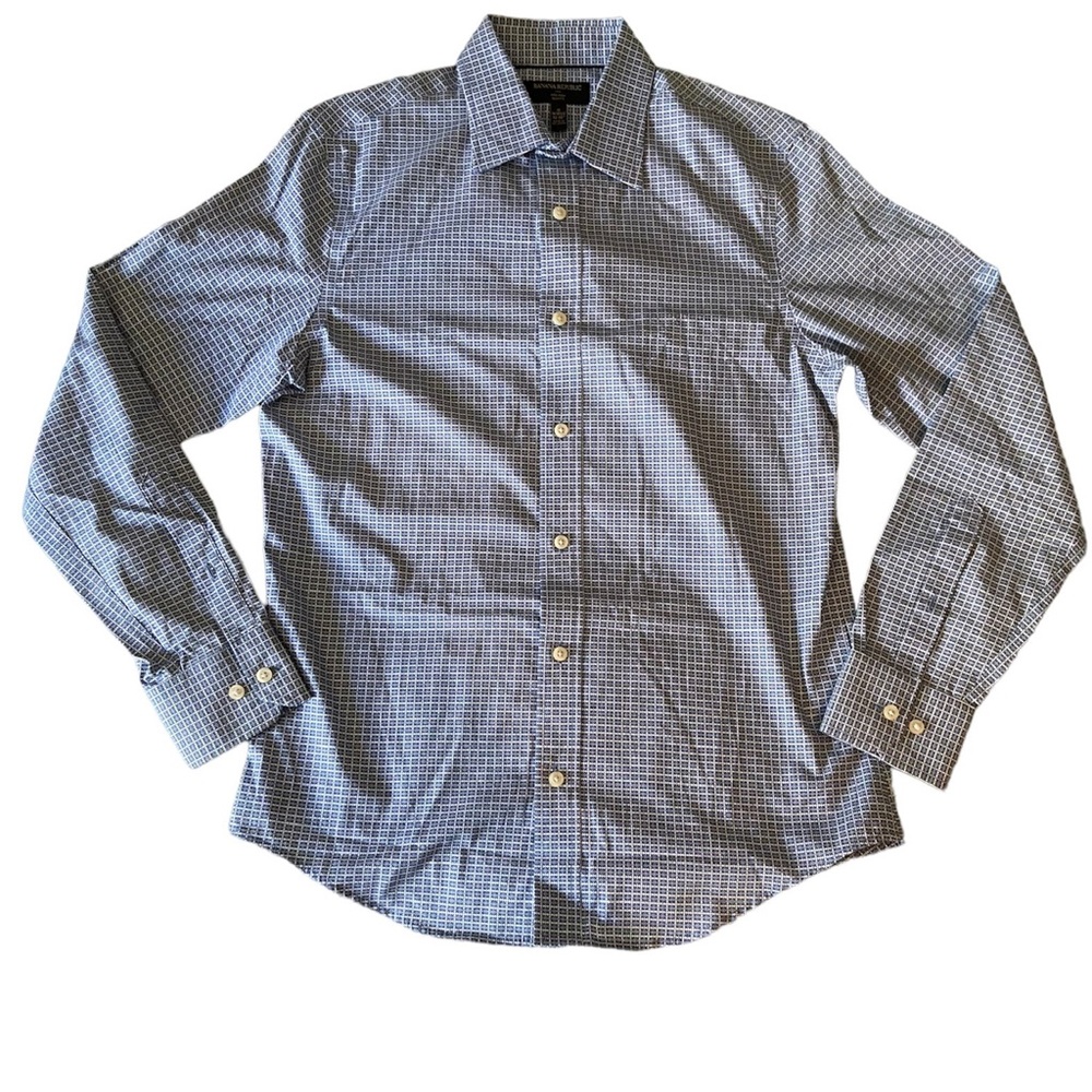 Banana Republic blue pattern slim fit shirt size 14-14.5 32-33”
